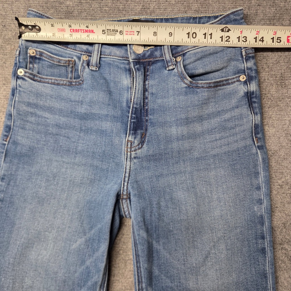 Quince Bella Stretch Straight Jeans Twilight Blue Fray Raw Hem 27 W-PNT-113 - Picture 7 of 16